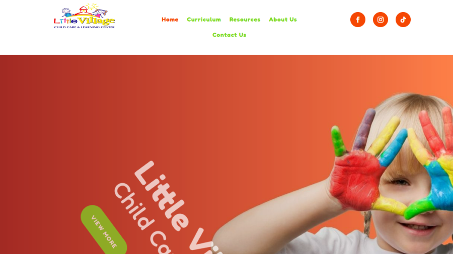 Screenshot of the Little Village Child Care & Learning Center website