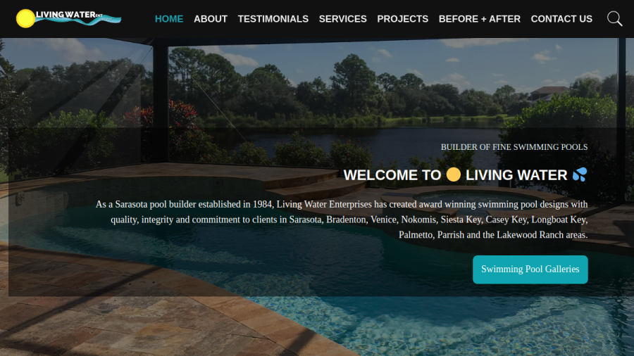 Screenshot of Living Water Enterprises, Inc website