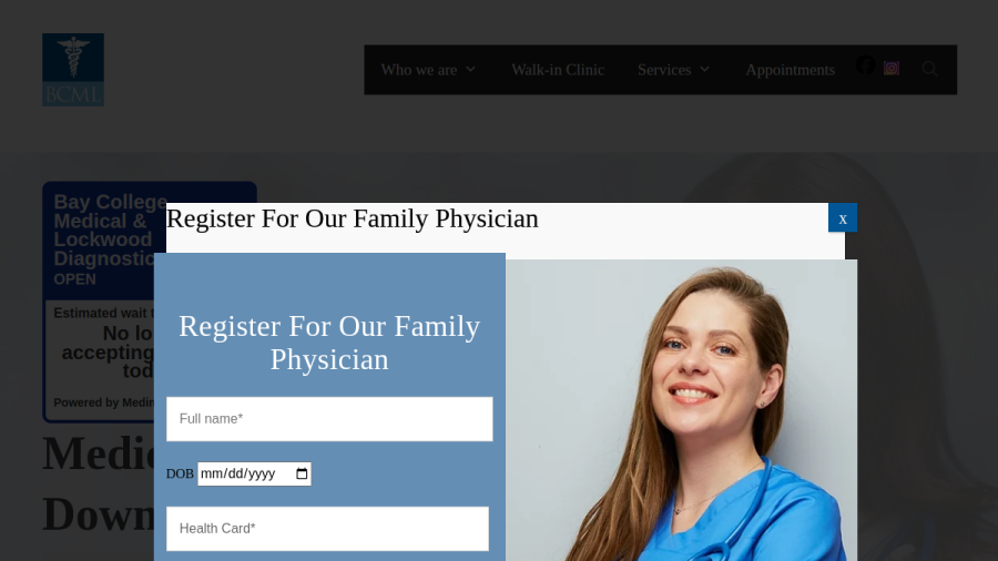 Screenshot of Bay College Medical & Lockwood Diagnostic website