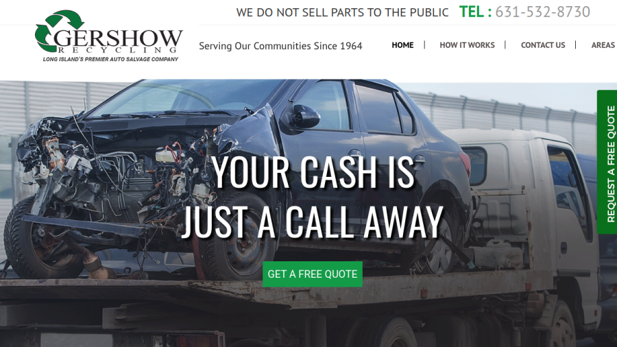 Screenshot of the Gershow Recycling website