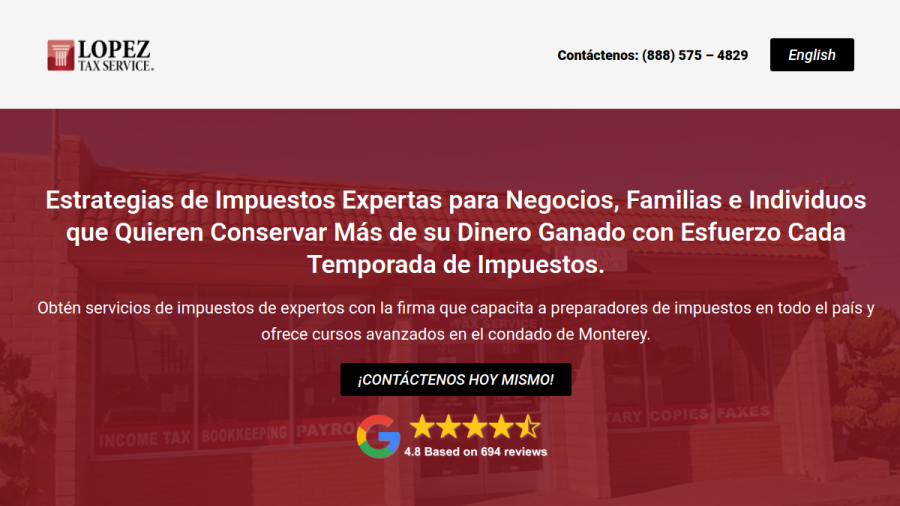 Screenshot of the Lopez Tax Services-Corporate website