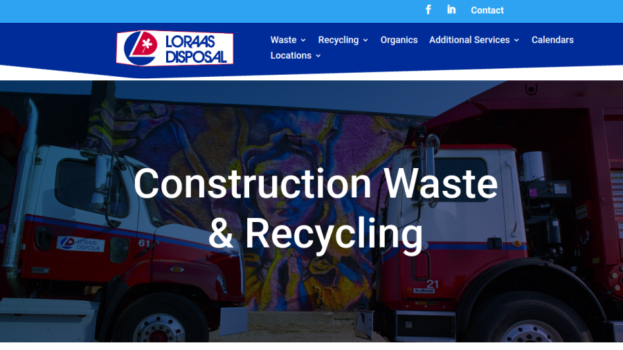 Screenshot of the Loraas Disposal website