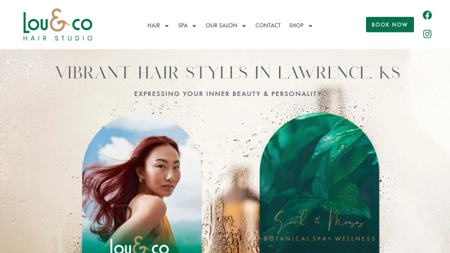 Screenshot of the Lou & Co Hair Studio Downtown website