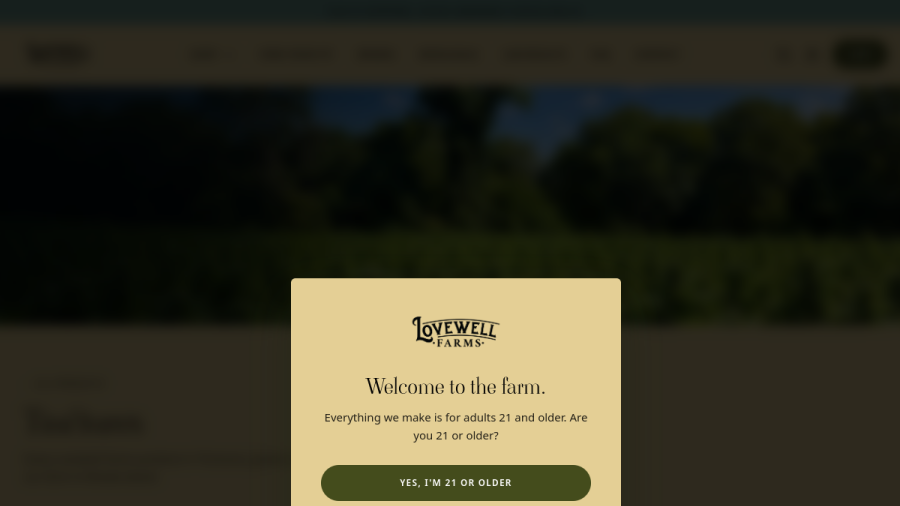 Screenshot of the Lovewell Farms website