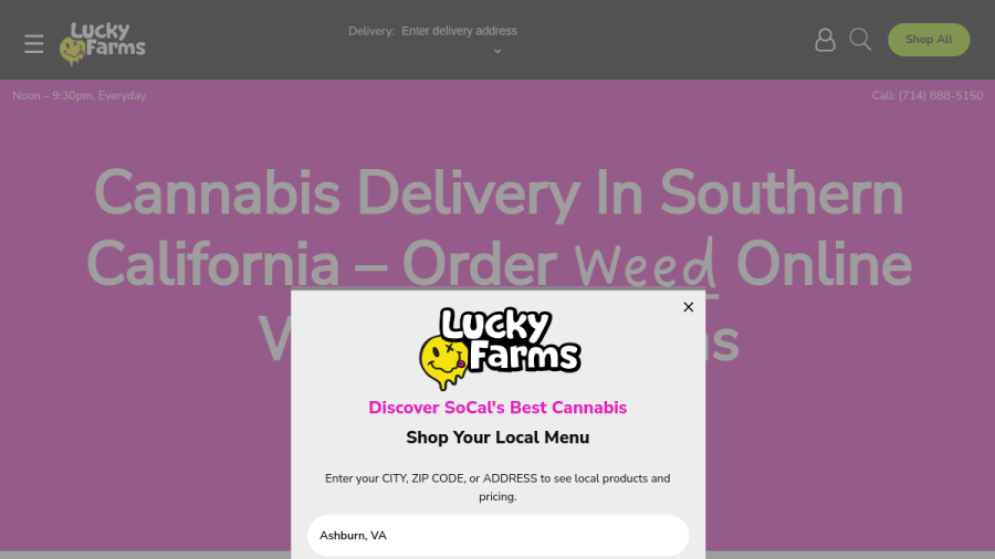 Screenshot of the Lucky Farms website