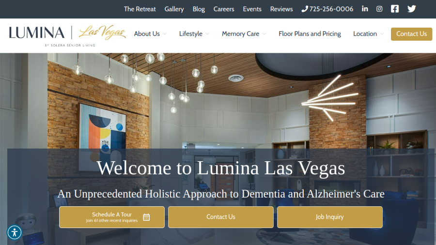 Screenshot of the Lumina Las Vegas-Welcome Center website