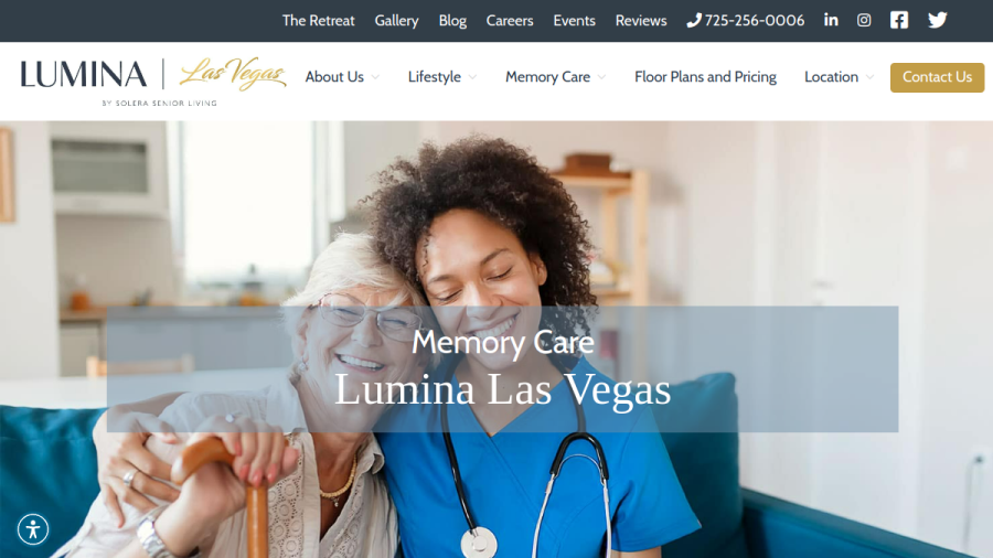 Website screenshot of Lumina Las Vegas-Welcome Center