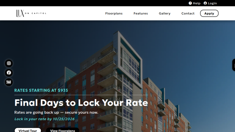 Screenshot of the LUX on Capitol website