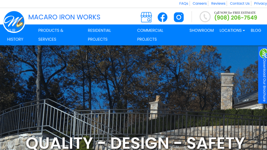 Screenshot of the MACARO IRON WORKS website