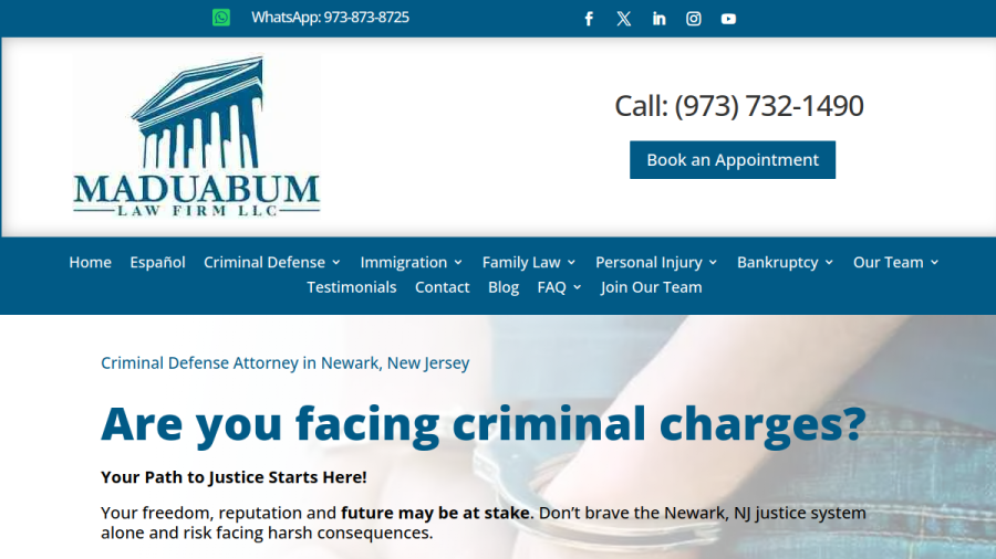 Website screenshot of Maduabum Law Firm LLC