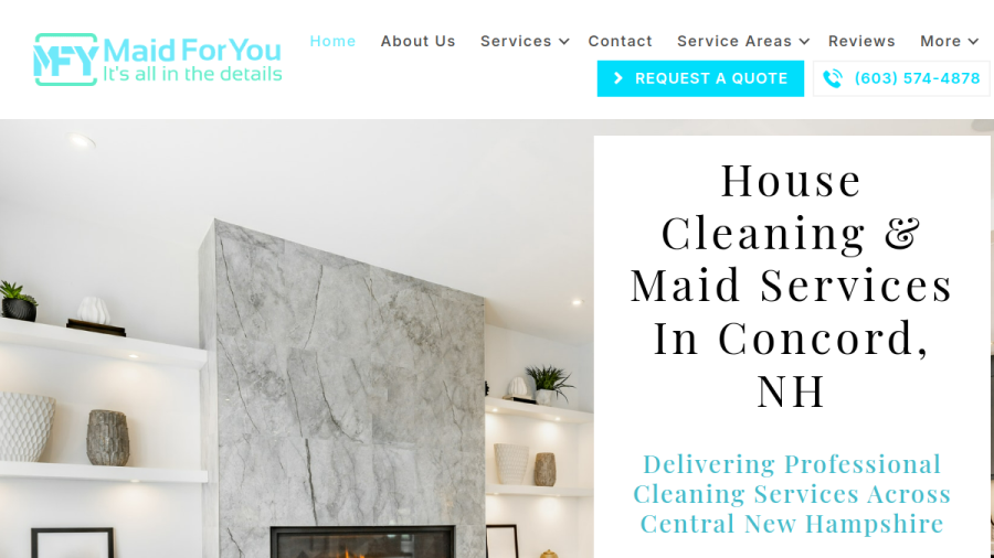 Screenshot of the Maid For You website