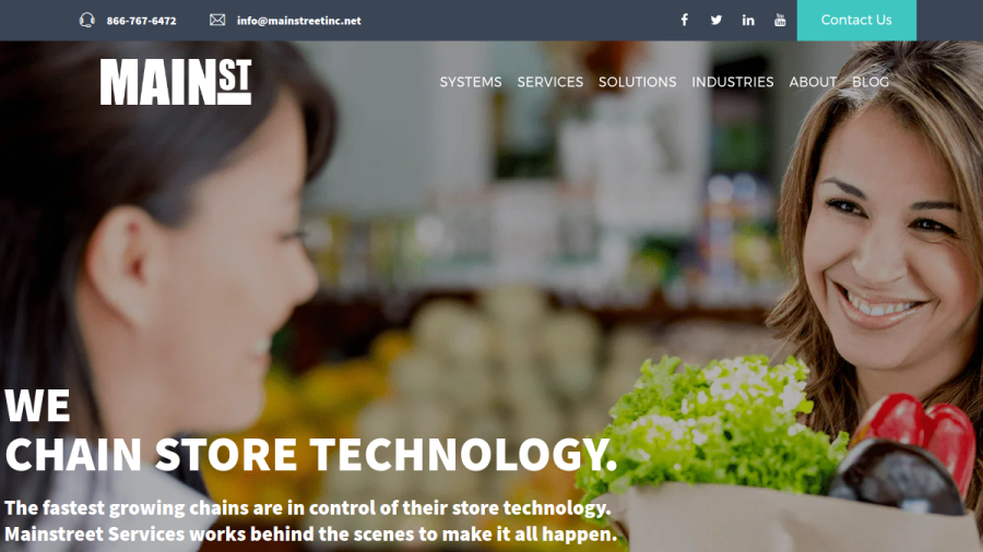 Website screenshot of Mainstreet Inc.