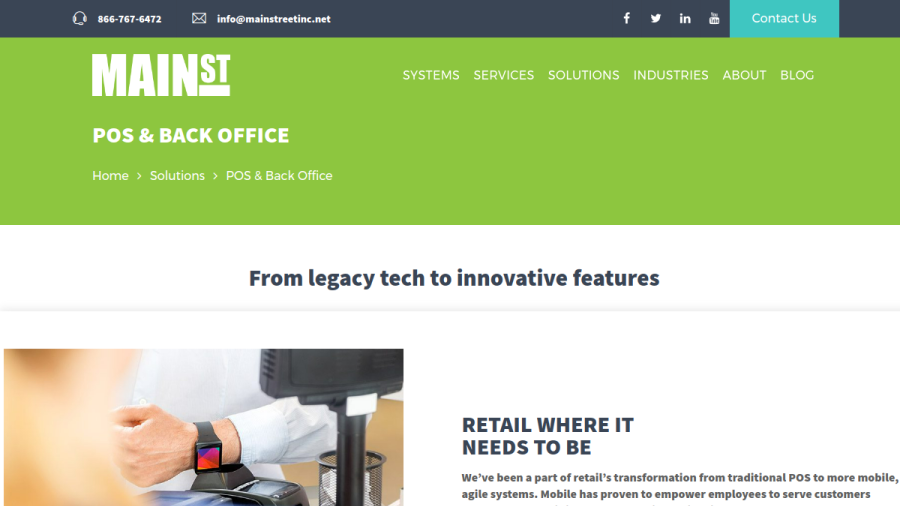 Screenshot of the Mainstreet Inc. website