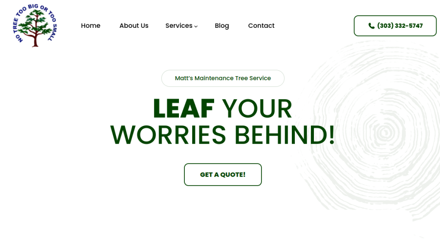 Screenshot of the Matt's Maintenance Tree Service website