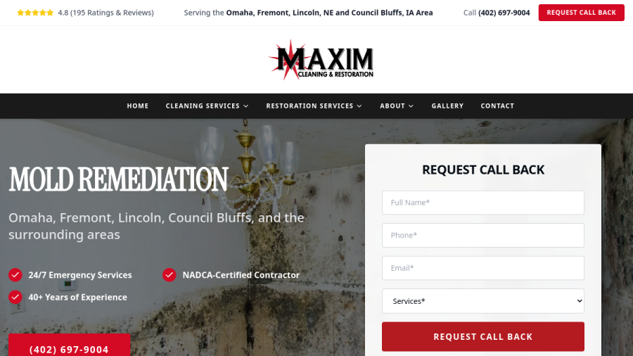 Screenshot of Maxim Cleaning & Restoration website