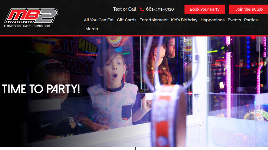 Screenshot of the MB2 Entertainment website