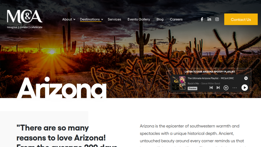 Screenshot of the MC&A website
