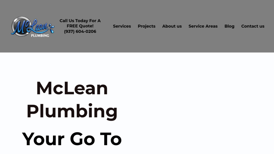 Screenshot of the McLean Plumbing website