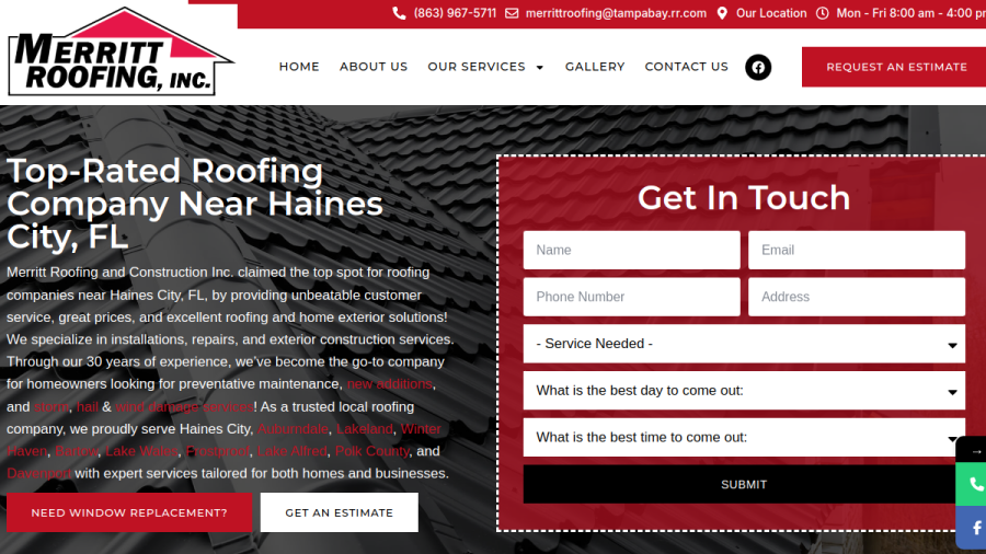 Merritt Roofing and Construction Inc. website