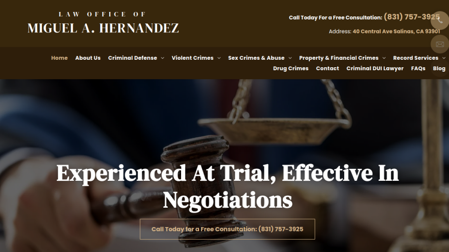 Screenshot of Law Office of Miguel A. Hernandez website