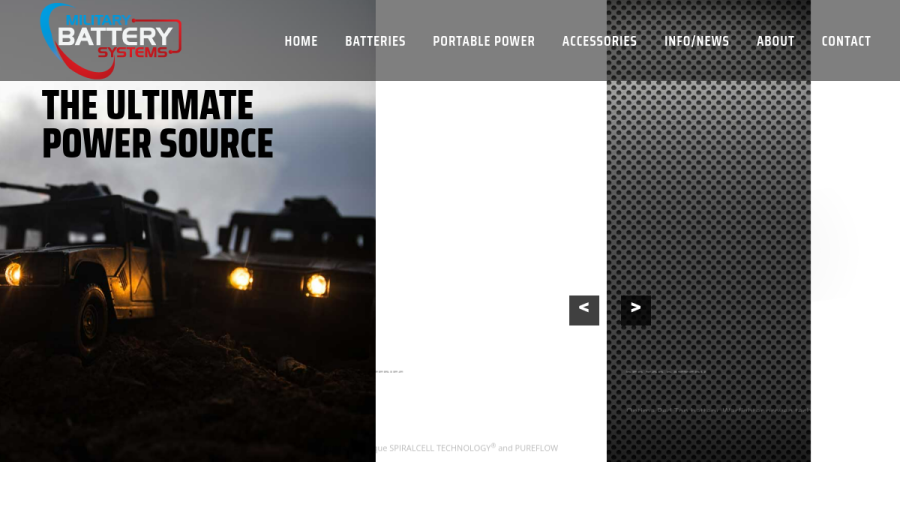 Screenshot of the Military Battery Systems website