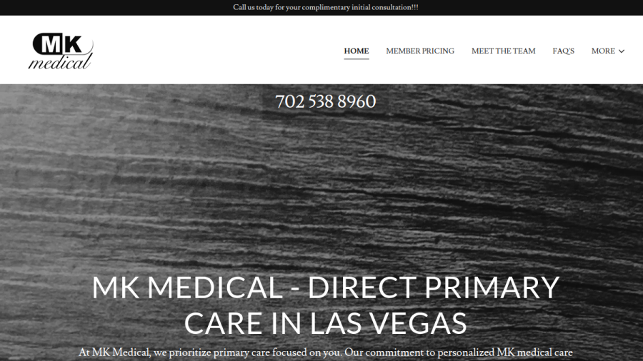 Screenshot of the MK Medical LLC website