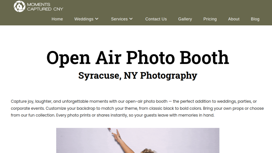 Screenshot of the Moments Captured CNY website