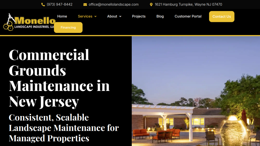 Screenshot of the Monello Landscape Industries website