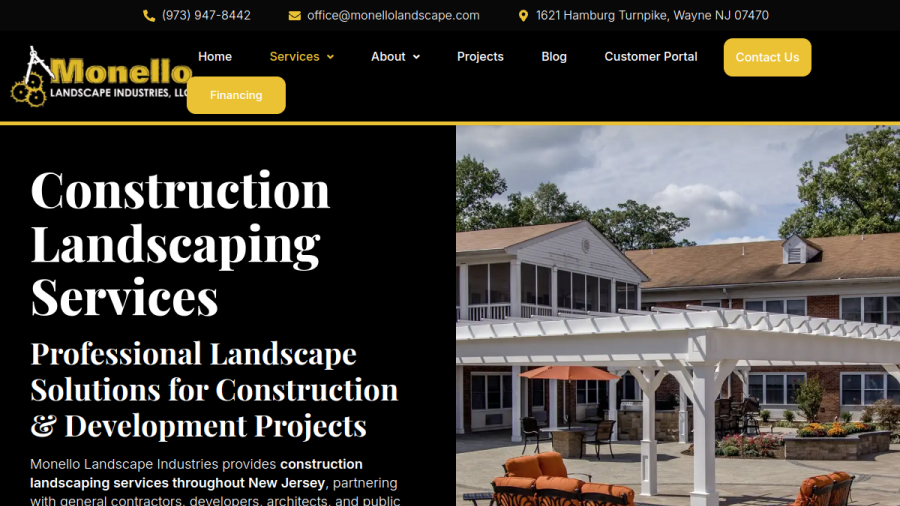 Screenshot of the Monello Landscape Industries website
