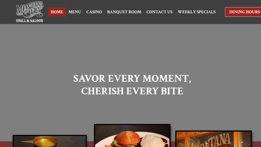 Screenshot of the Montana City Grill & Saloon website