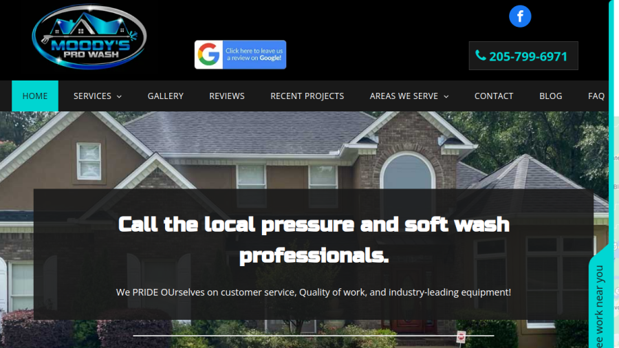 Screenshot of the Moody’s Pro Wash website