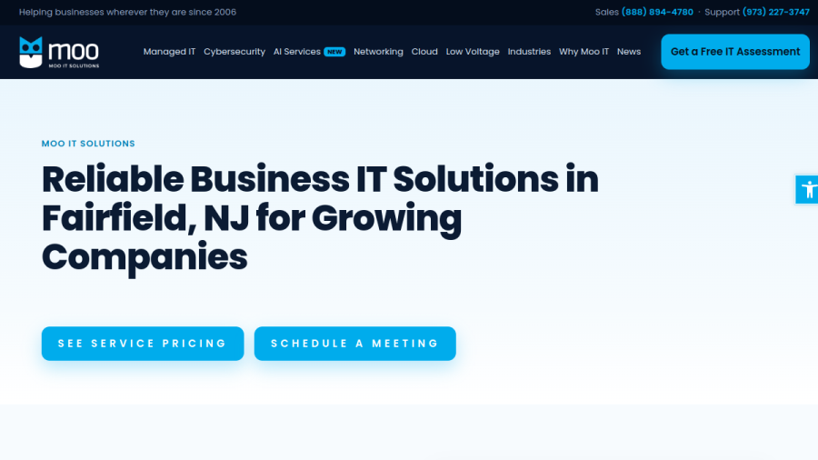 Screenshot of the IT Services Fairfield NJ website
