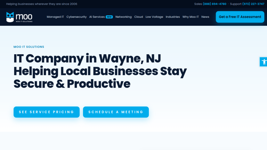 Website screenshot of MooIT Solutions - New Jersey Managed IT Services Company