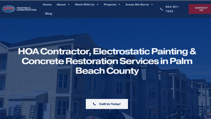 Screenshot of the MTD Painting and Construction website