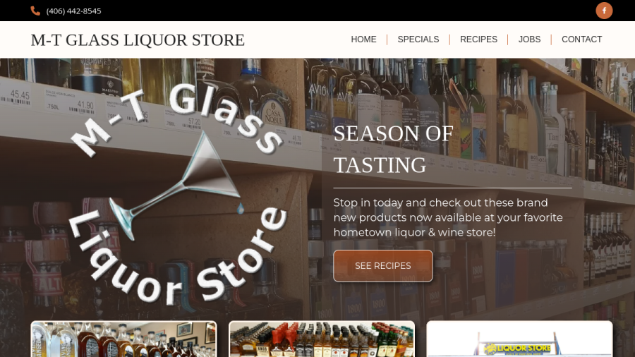 M-T Glass Liquor Store website screenshot