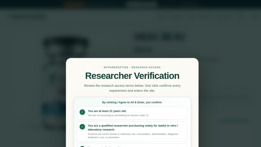 Screenshot of the MyPurePeptide website