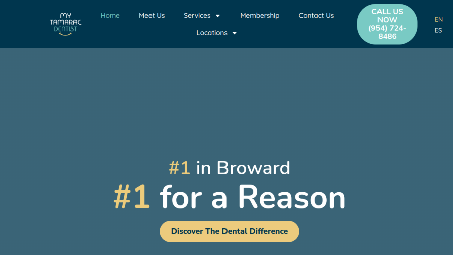 Screenshot of My Tamarac Dentist website