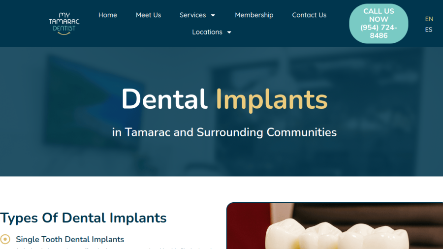 Screenshot of the My Tamarac Dentist website