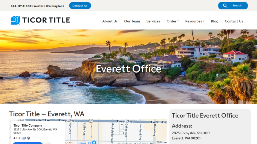 Screenshot of the Ticor Title Company website