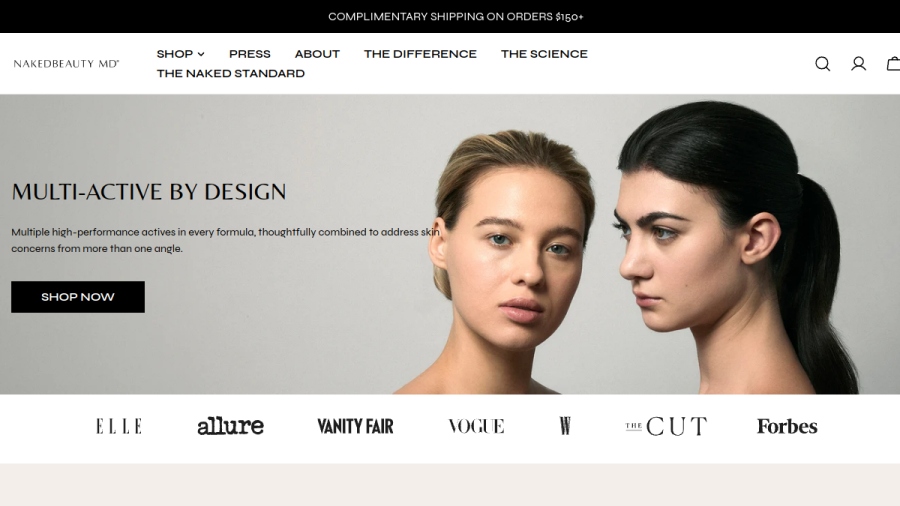 NakedBeauty MD website screenshot