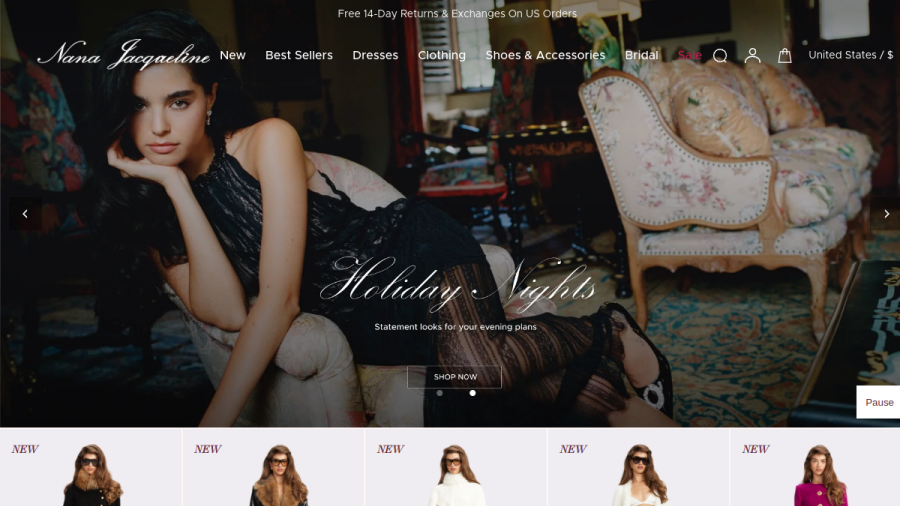 Screenshot of the Nana Jacqueline website