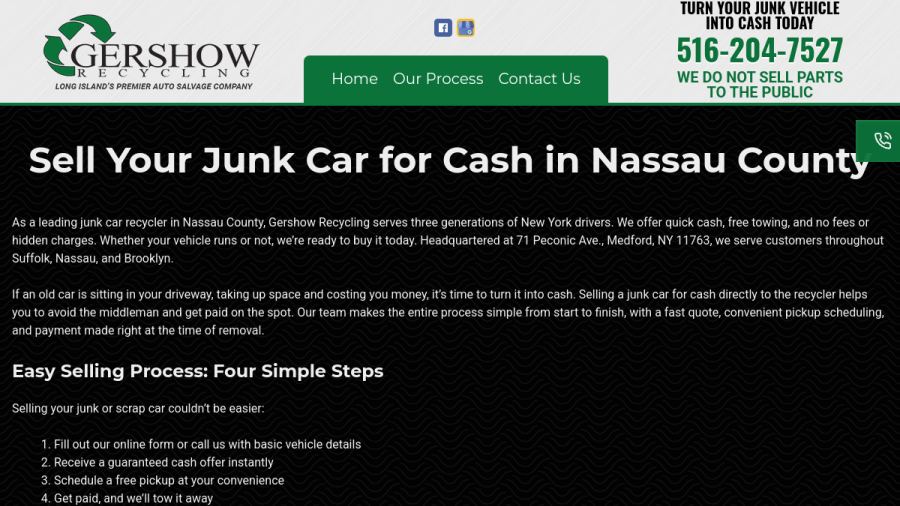 Screenshot of the Gershow Recycling Corporation website