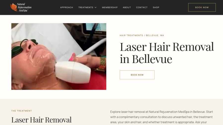 Screenshot of the Natural Rejuvenation MedSpa website