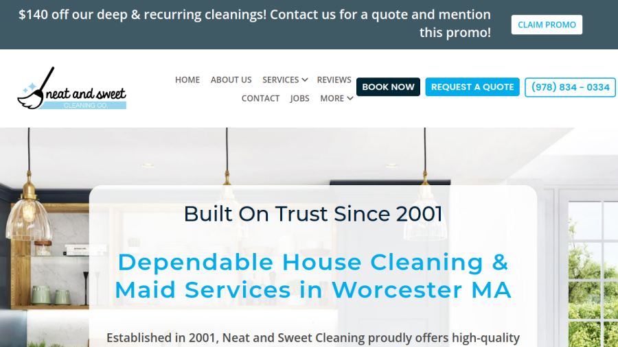 Screenshot of the Neat and sweet cleaning website