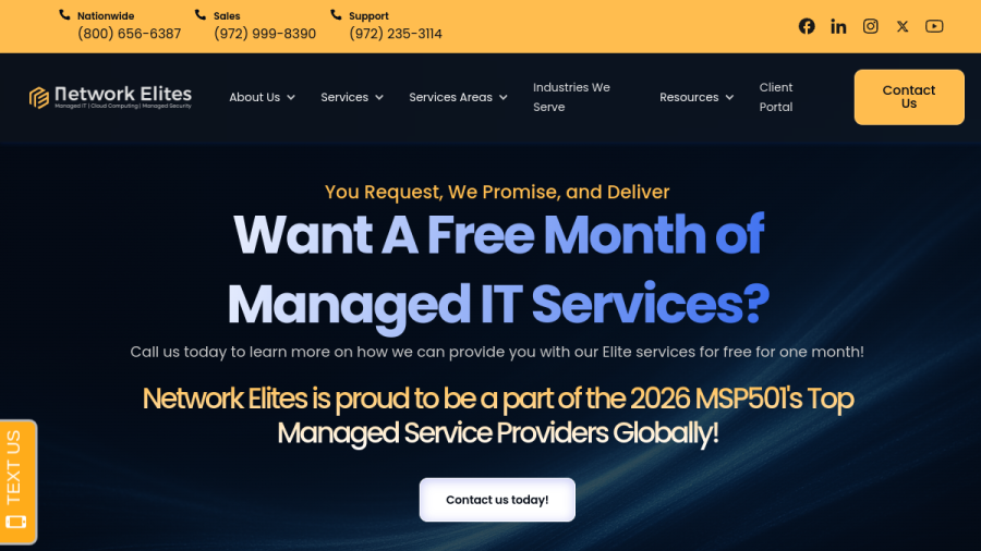 Screenshot of the Network Elites website