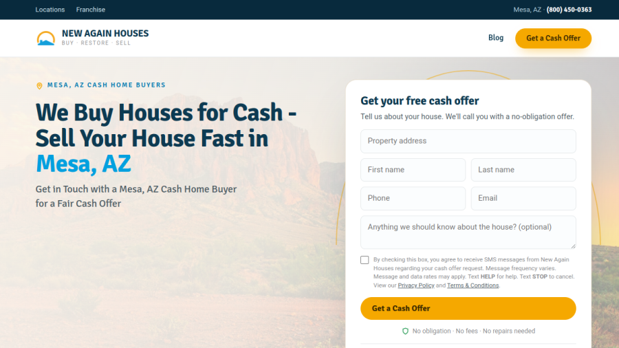 New Again Houses in Mesa AZ website