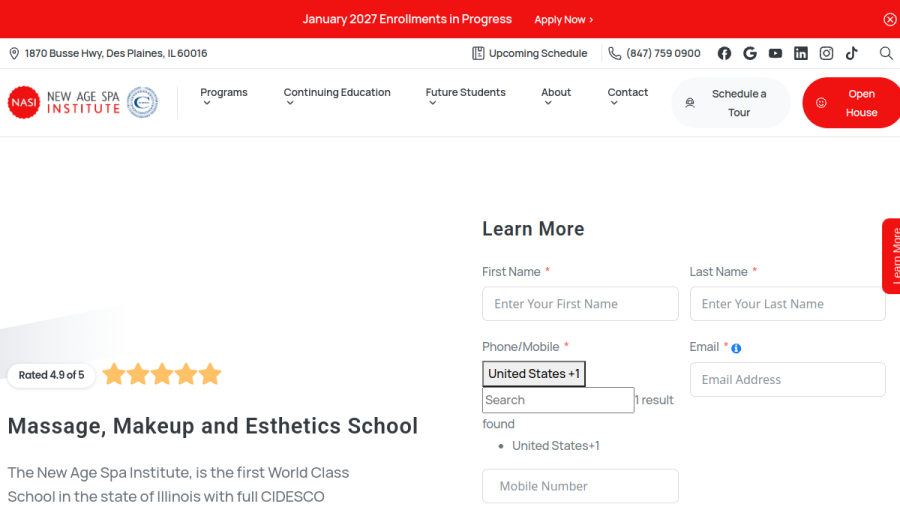 New Age Spa Institute website