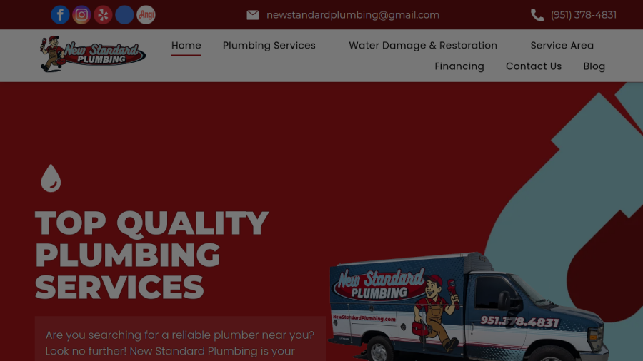 New Standard Plumbing website screenshot