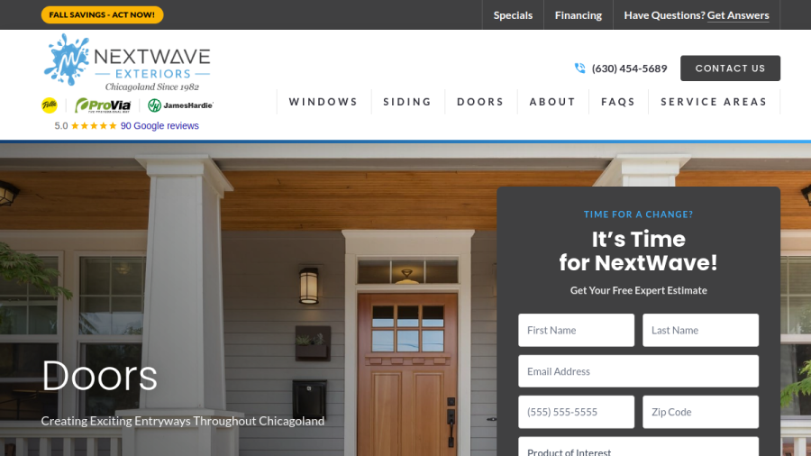 NextWave Construction Windows, Siding, & Doors website