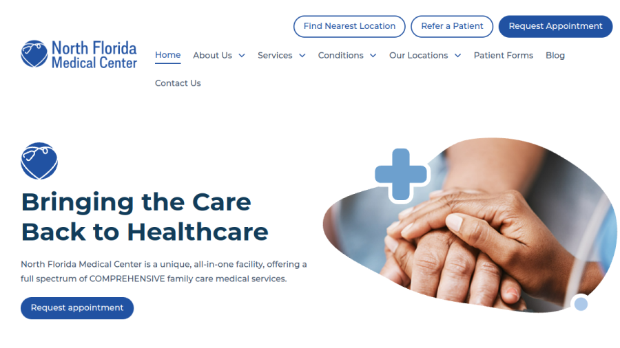 North Florida Medical Center website screenshot